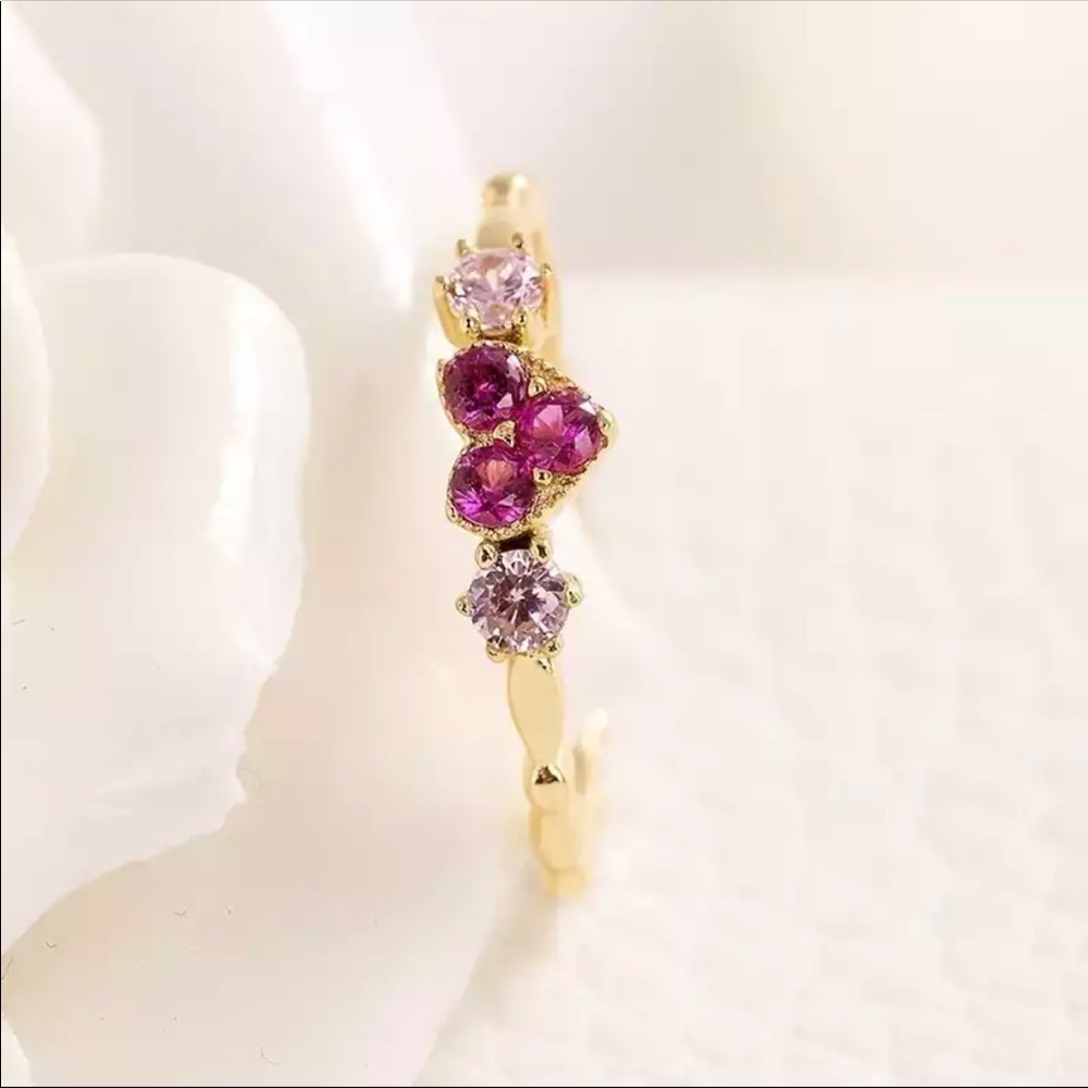 Simple Golden Inifinite Heart Love Engagement Ring - Picture 3 of 6